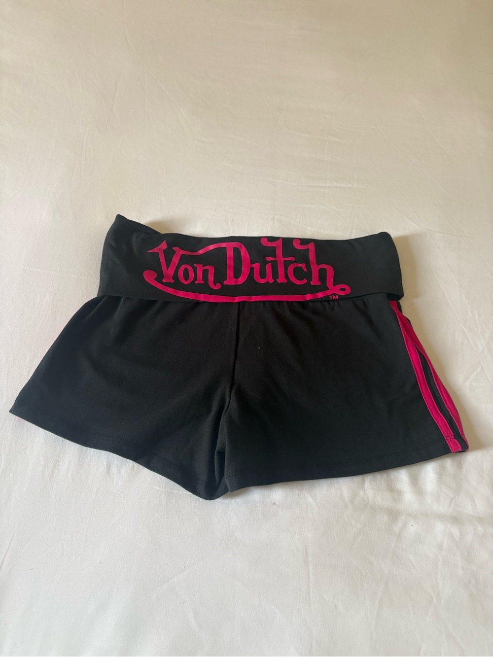 Von Dutch Charcoal Black Pink Y2K Athletic Shorts NWT Size L
